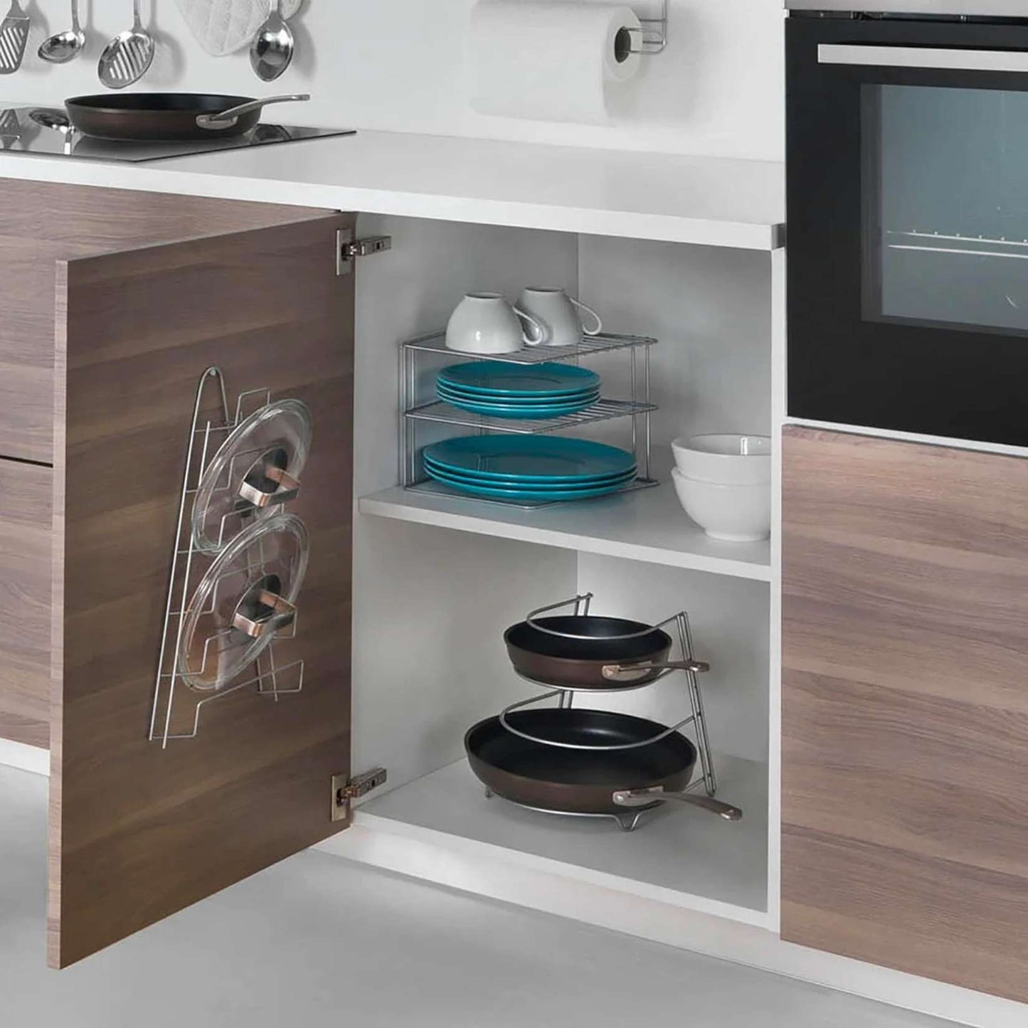 Metaltex Canyon 4-fach Topfhalter – Platzsparende Küchenutensilien aus robustem Metall 