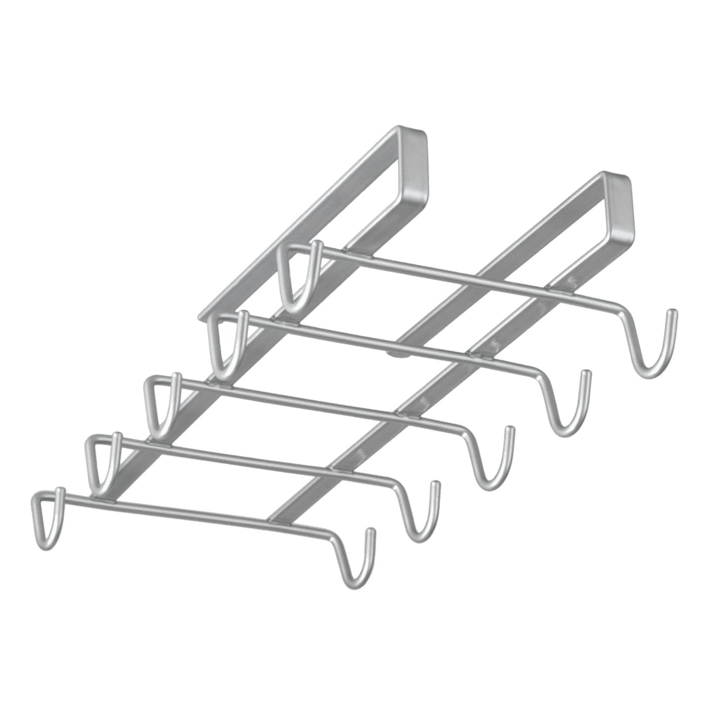 Metaltex – SpiderMug Glashalter-Regal aus silberfarbenem, Polyethylen-beschichtetem Draht – platzsparender Küchen-Organizer 