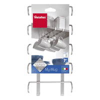 Metaltex – SpiderMug Glashalter-Regal aus silberfarbenem, Polyethylen-beschichtetem Draht – platzsparender Küchen-Organizer 