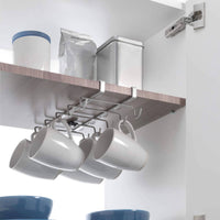 Metaltex – SpiderMug Glashalter-Regal aus silberfarbenem, Polyethylen-beschichtetem Draht – platzsparender Küchen-Organizer 