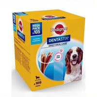 Pedigree – Dentastix für mittelgroße Hunde (10-25 kg) – 105 Mundhygiene-Snacks in 15 Packungen mit je 7 Stück 