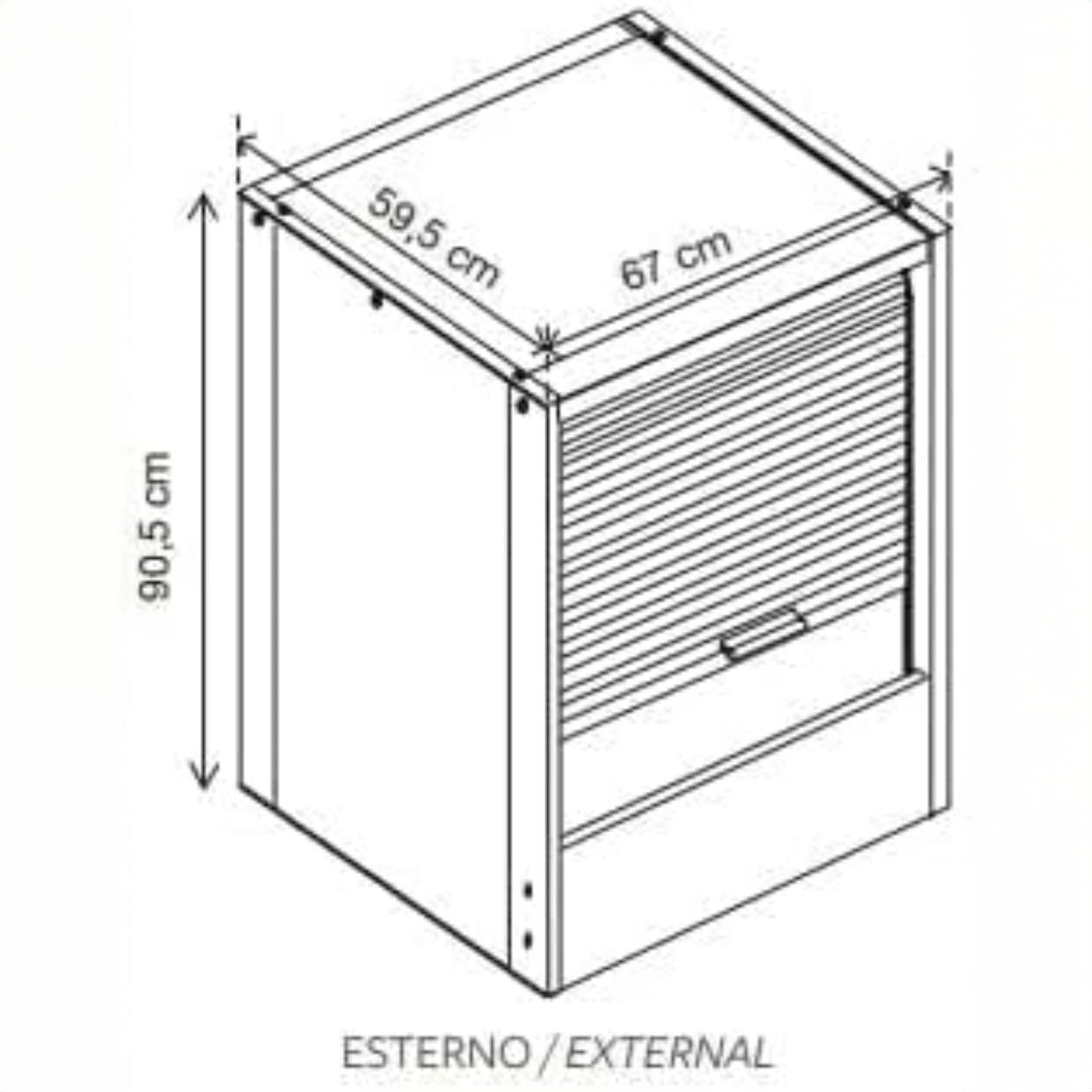Garofalo – Rollbarer Waschmaschinenschrank aus Kunstharz – L67xT59xH91cm 