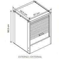 Garofalo – Rollbarer Waschmaschinenschrank aus Kunstharz – L67xT59xH91cm 