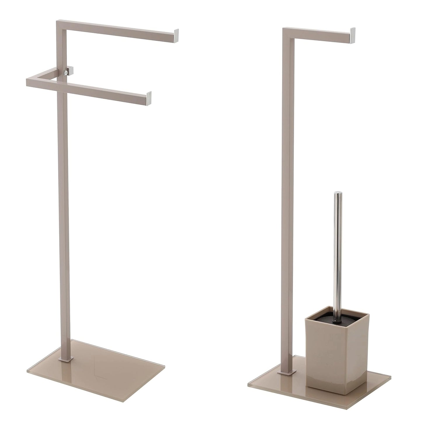 Feridras Taubengraues Badezimmer-Set – Passender Toilettenbürstenhalter und Handtuchhalter – Elegantes und platzsparendes Design 