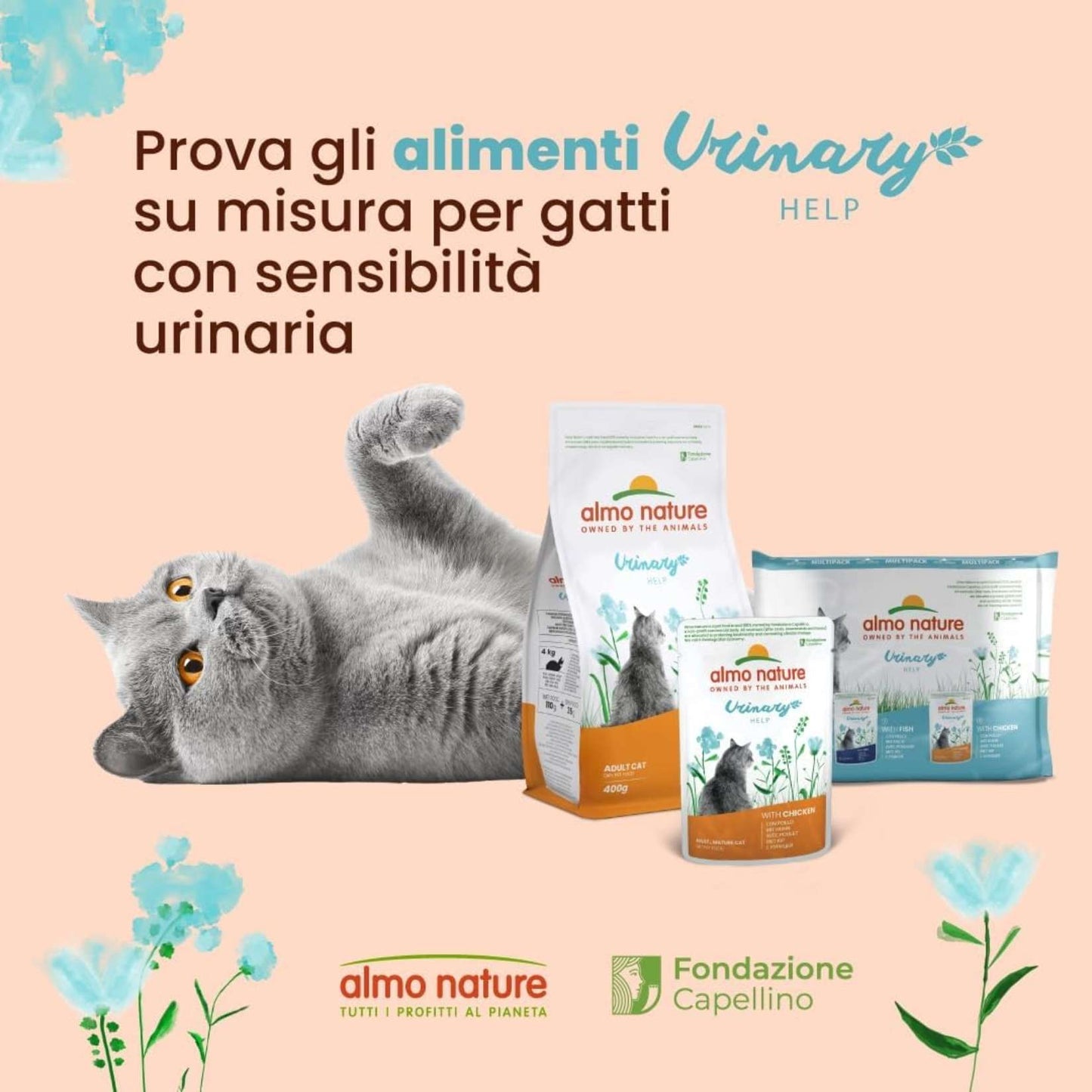 Almo Nature – Holistic Hairball – Nassfutter für erwachsene Katzen mit Rindfleisch – (30 Beutel à 70 g) 