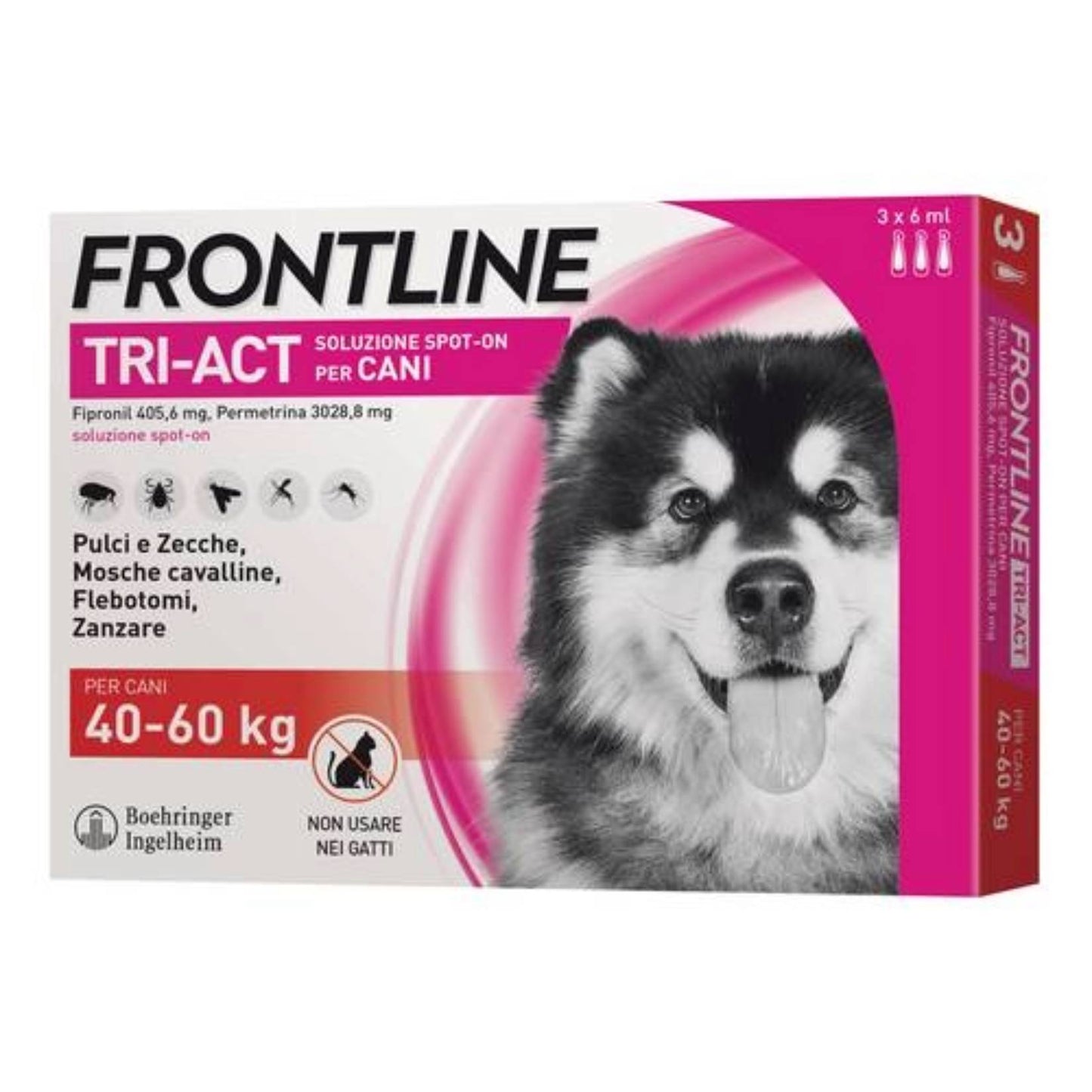 FRONTLINE TRI-ACT Cani 40-60 Kg – 3 Pipette – Antiparassitario BOEHRINGER – Protezione contro Pulci, Zecche e Pappataci