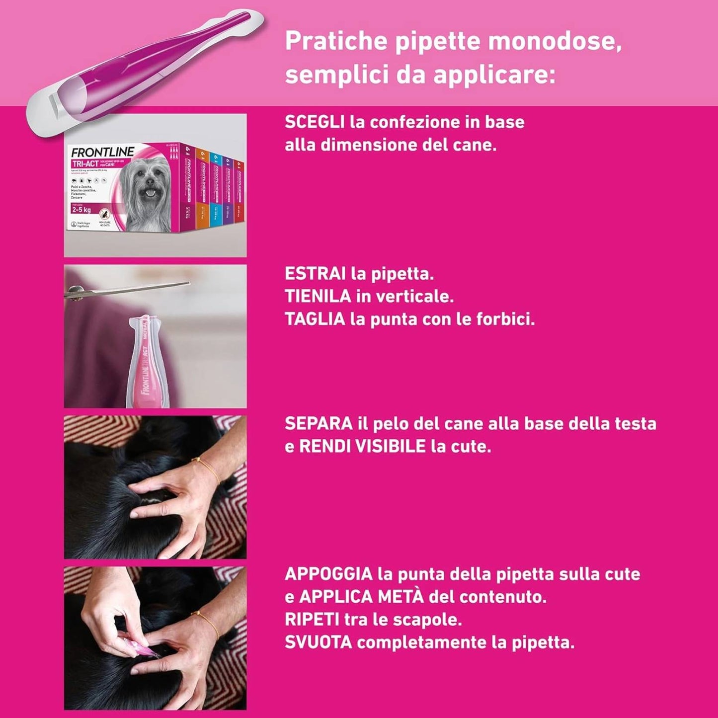 FRONTLINE TRI-ACT Cani 40-60 Kg – 3 Pipette – Antiparassitario BOEHRINGER – Protezione contro Pulci, Zecche e Pappataci