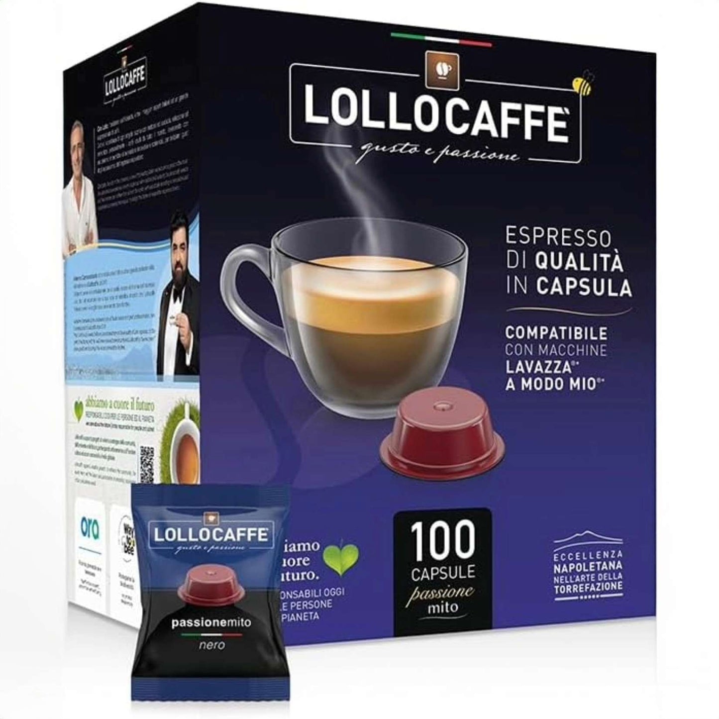 Caffè Lollo – 100 A Modo Mio-kompatible Kapseln – schwarze Mischung 
