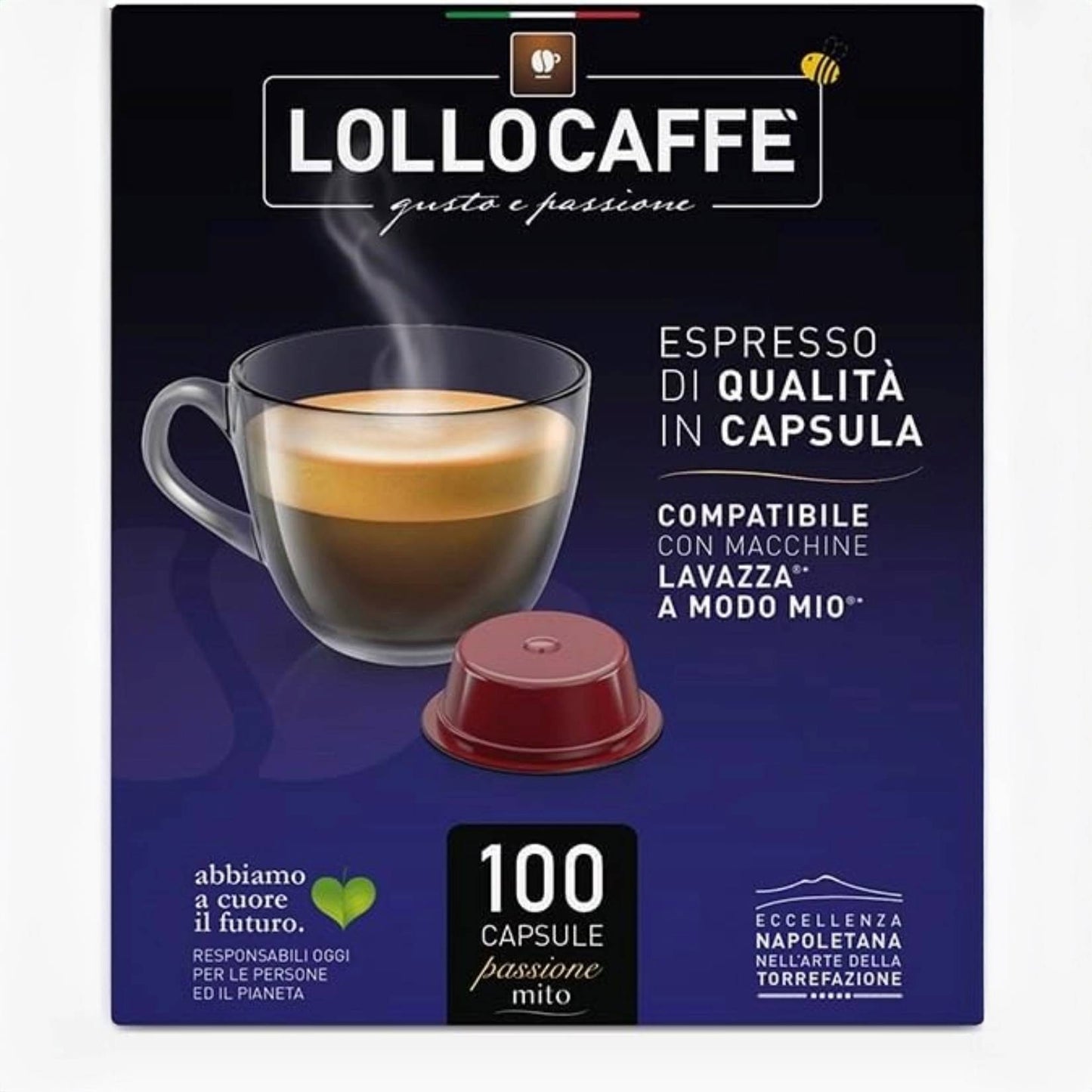 Caffè Lollo – 100 A Modo Mio-kompatible Kapseln – Passione Mio Classic Blend 