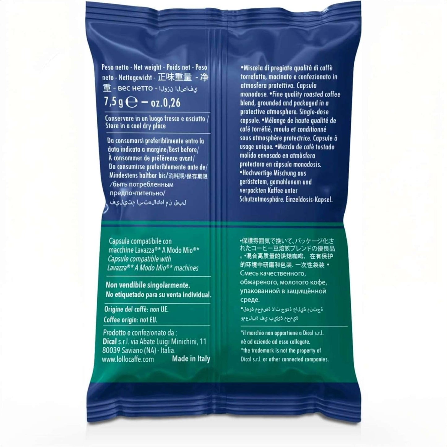Caffè Lollo – 100 A Modo Mio-kompatible Kapseln – entkoffeinierte Mischung 