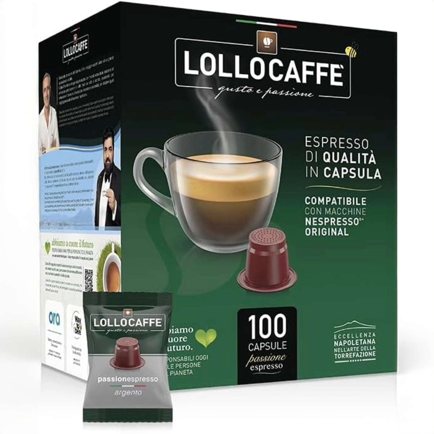Caffè Lollo – 100 Nespresso-kompatible Kapseln – Silver Blend 