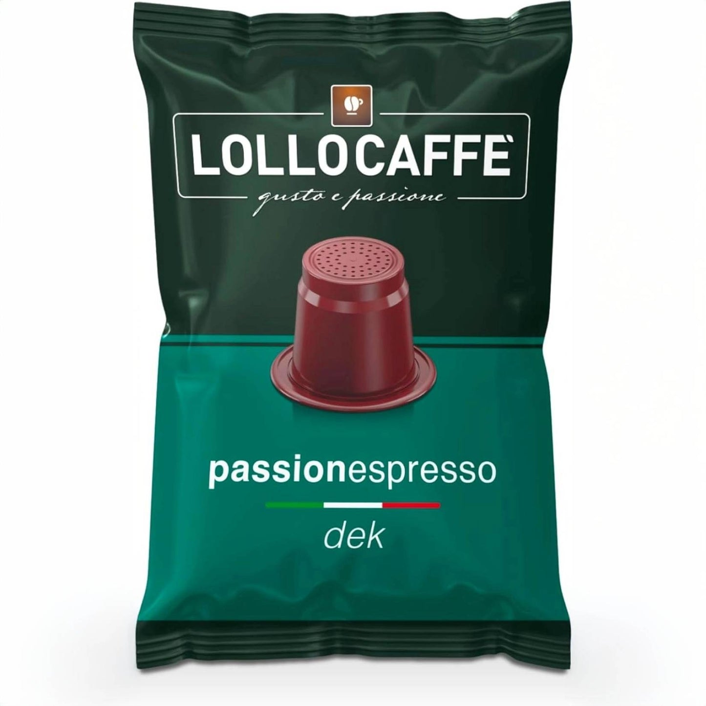 Caffè Lollo – 100 Nespresso-kompatible Kapseln – Entkoffeinierte Mischung 