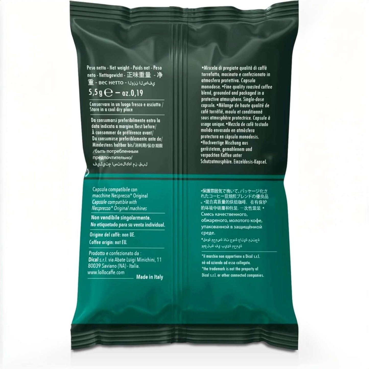 Caffè Lollo – 100 Nespresso-kompatible Kapseln – Entkoffeinierte Mischung 