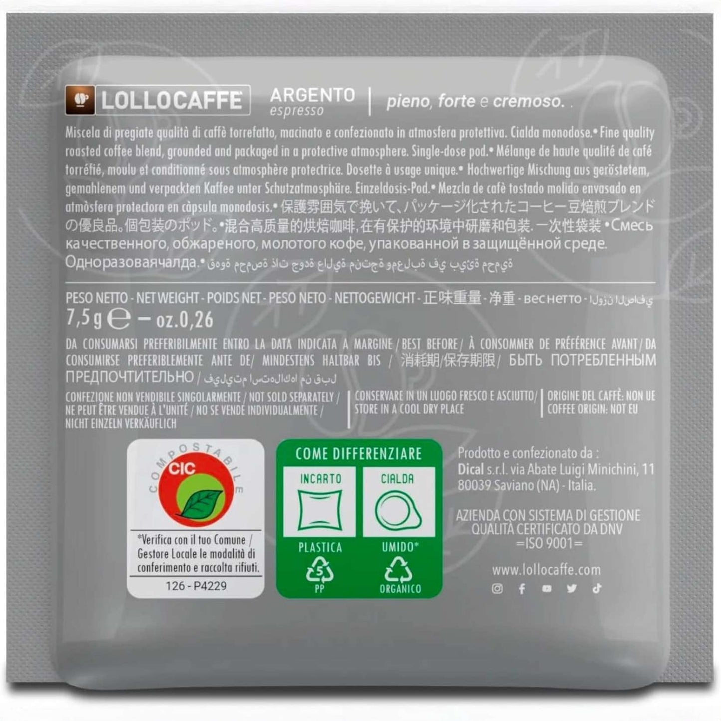 Caffè Lollo - Cialde Filtro Carta ESE 44 mm - Miscela Argento