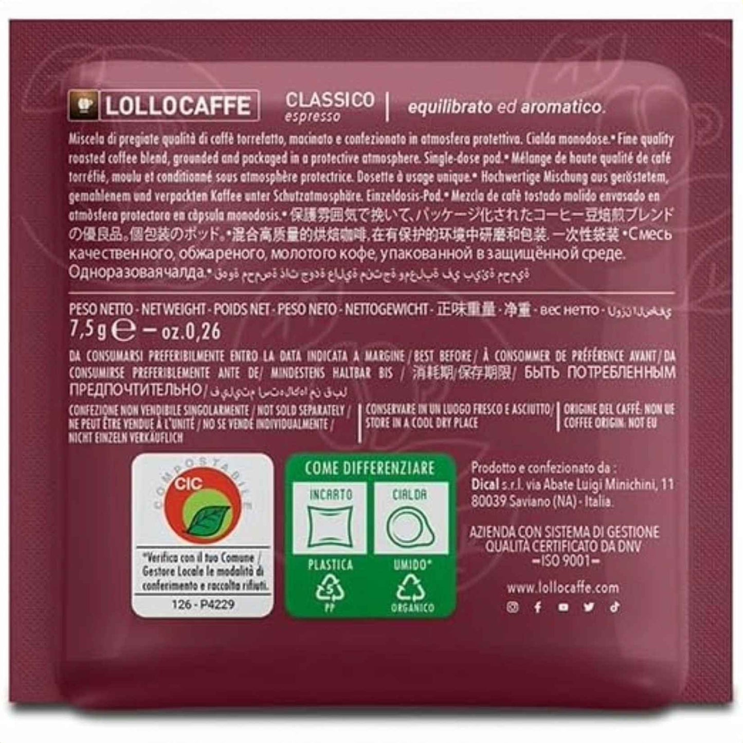 Caffè Lollo Miscela Classica – Cialde ESE 44mm Compatibili, Gusto Equilibrato e Aromatico