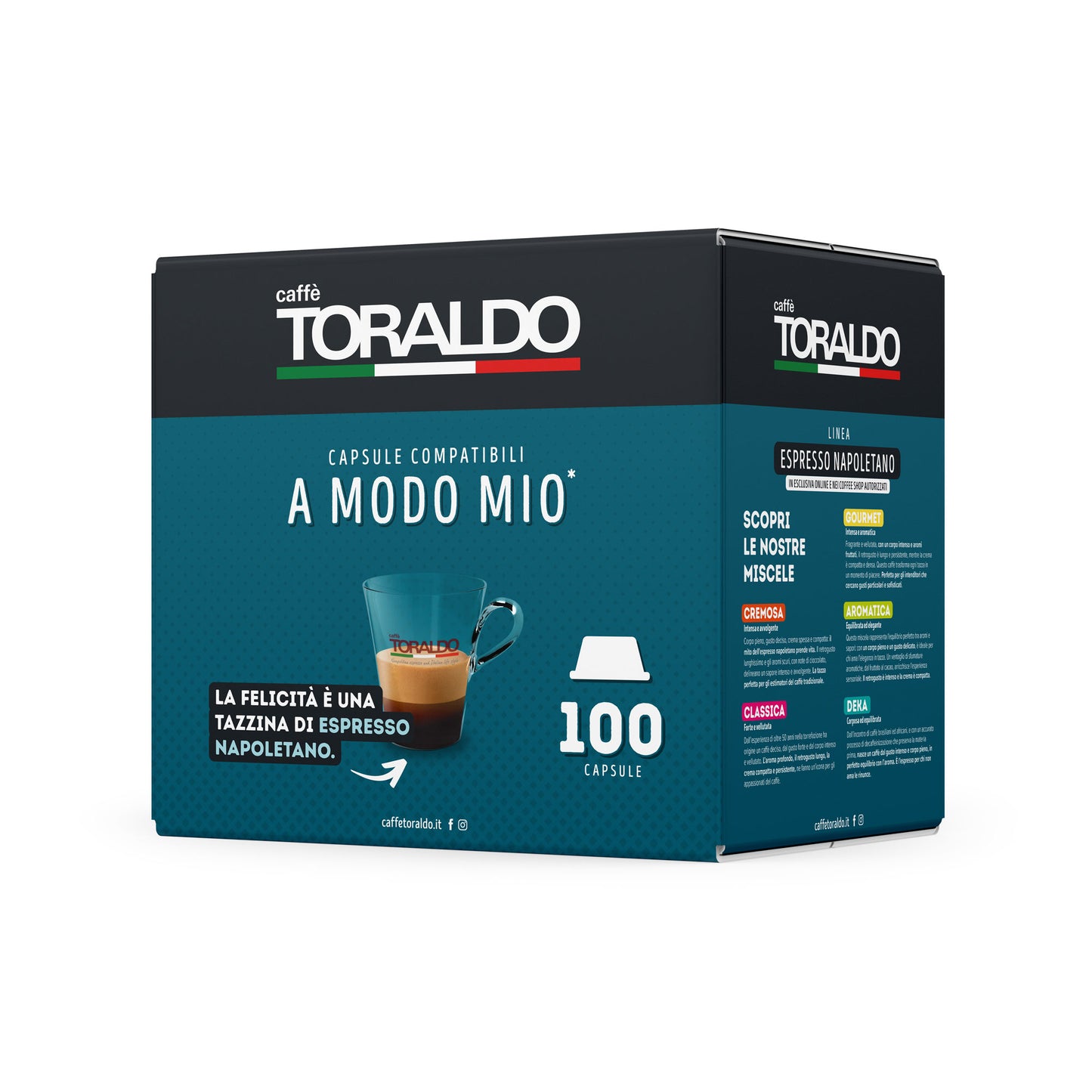 Caffè Toraldo Classic Blend Kompatible Kapseln A Modo Mio – Ausgewogener und aromatischer Espresso, perfekt für den täglichen Gebrauch 