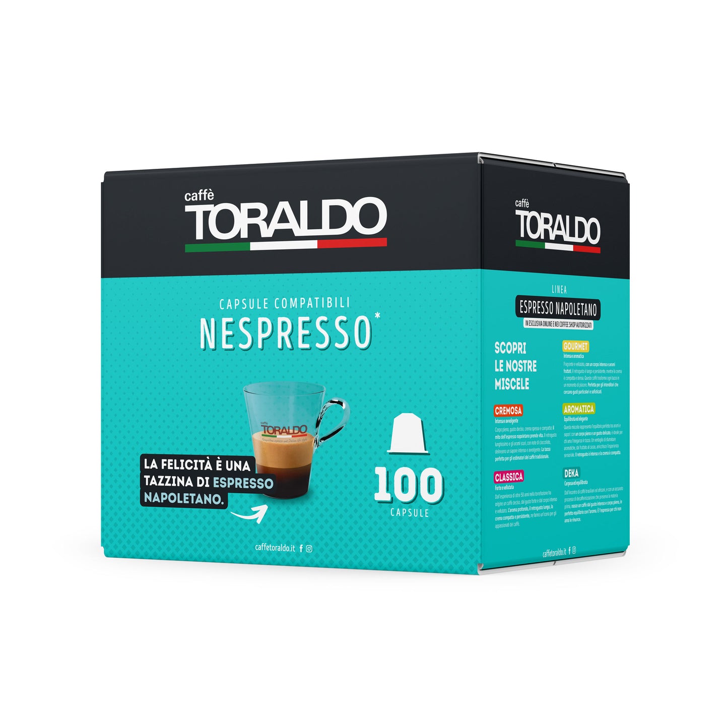 Caffè Toraldo - Miscela Decaffeinata - 100 Capsule Compatibili Nespresso