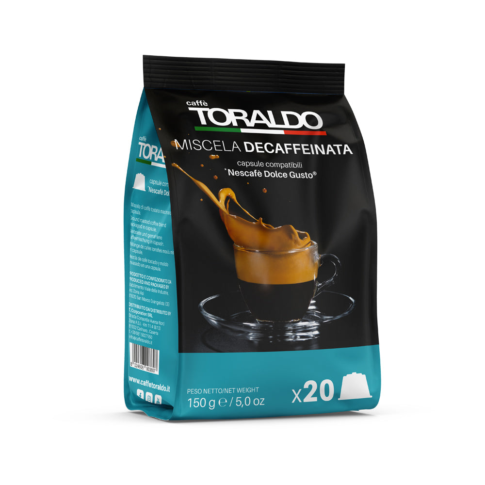 Toraldo Kaffee – 100 Dolce Gusto-kompatible Kapseln – Entkoffeinierte Mischung 