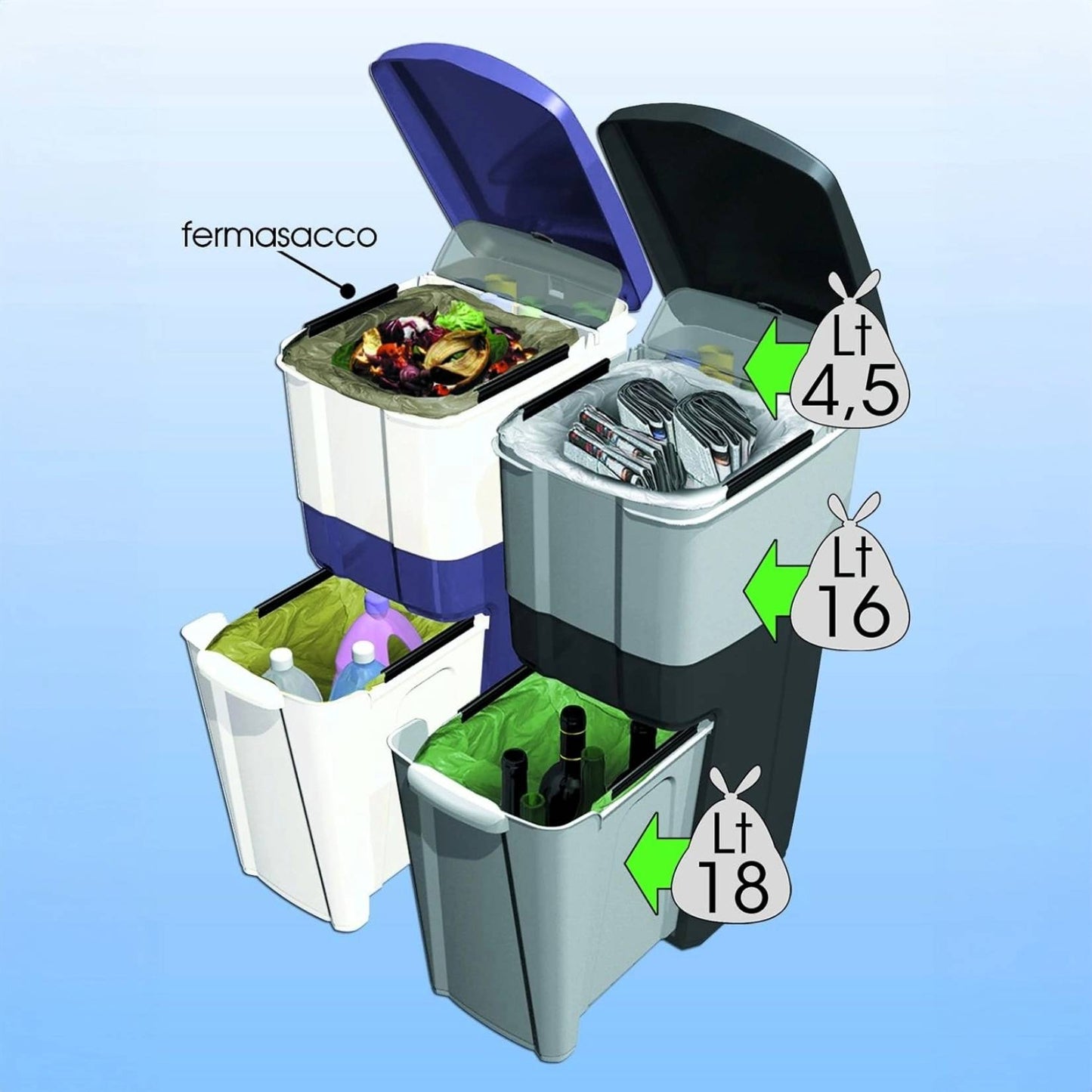 Bama – Trypla Abfalltrennbehälter – Farbe Grau 