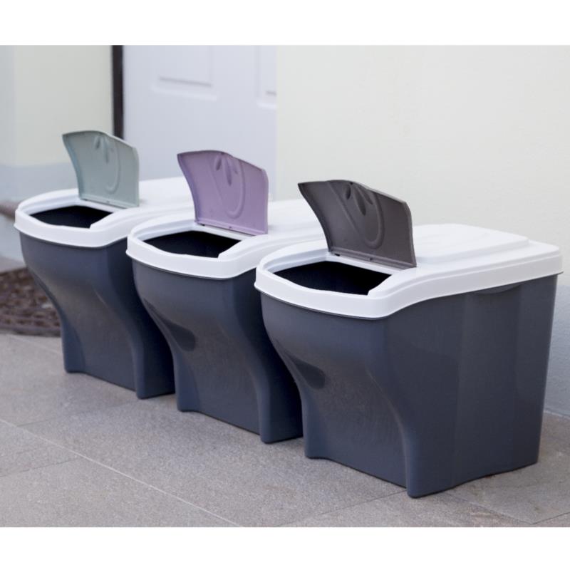 Bama – Poker Tris Abfalltrennbehälter – Modular 20 Liter Fassungsvermögen – Maße 28 x 40 x 31 cm – Verschiedene Farben 