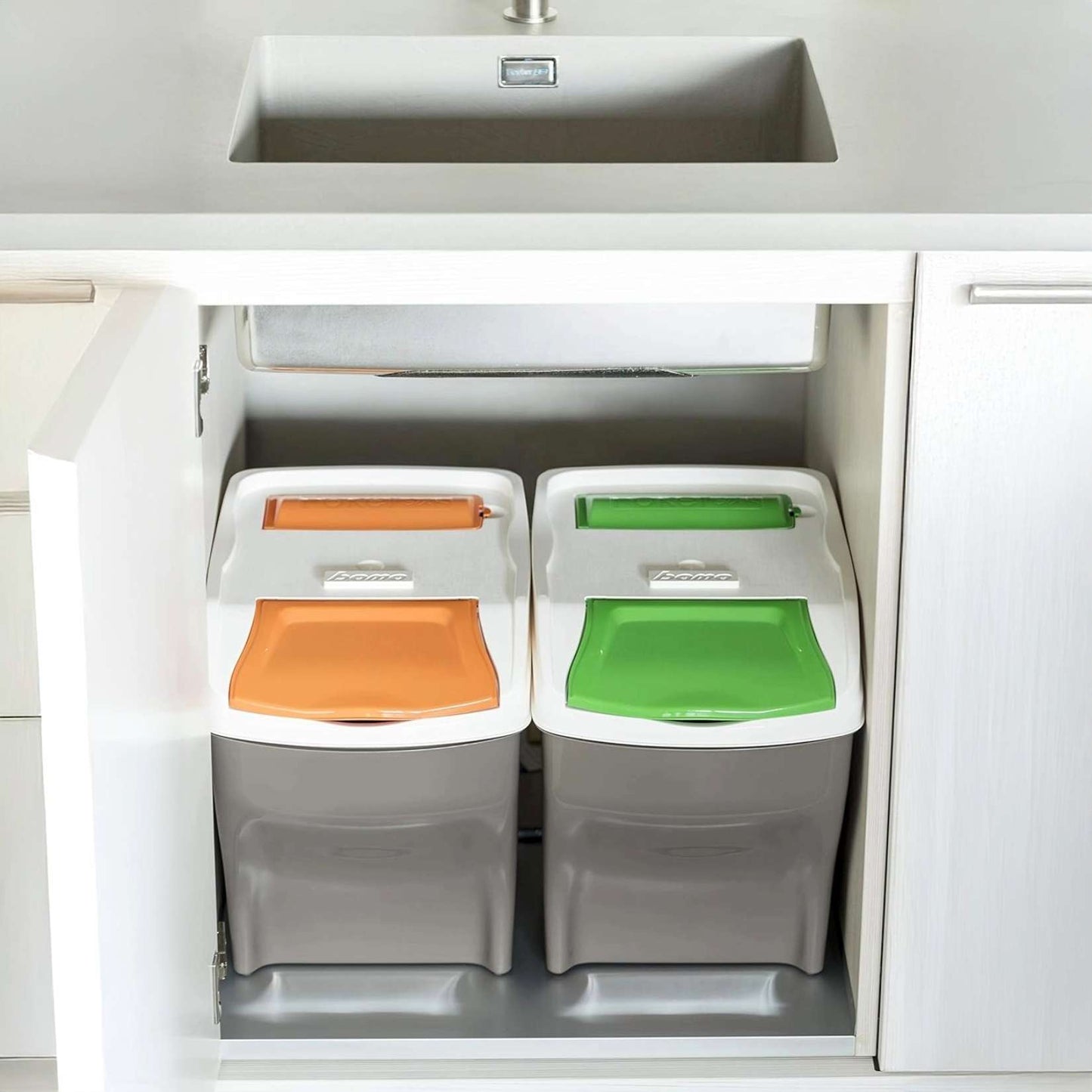 Bama – Stapelbare Tris-Abfalleimer – Mehrfarbig – Maße 30x40x37,5h – Fassungsvermögen 27 Liter 