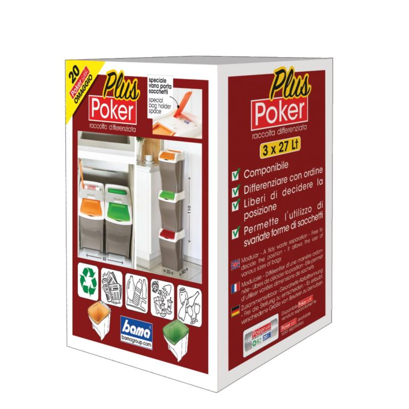 Bama – Stapelbare Tris-Abfalleimer – Mehrfarbig – Maße 30x40x37,5h – Fassungsvermögen 27 Liter 