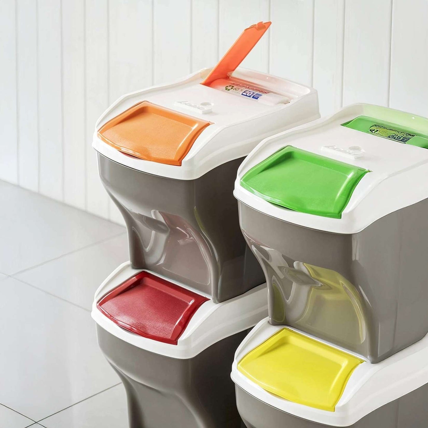 Bama – Poker Plus Abfalltrennbehälter – 4er Set x 27 Liter 