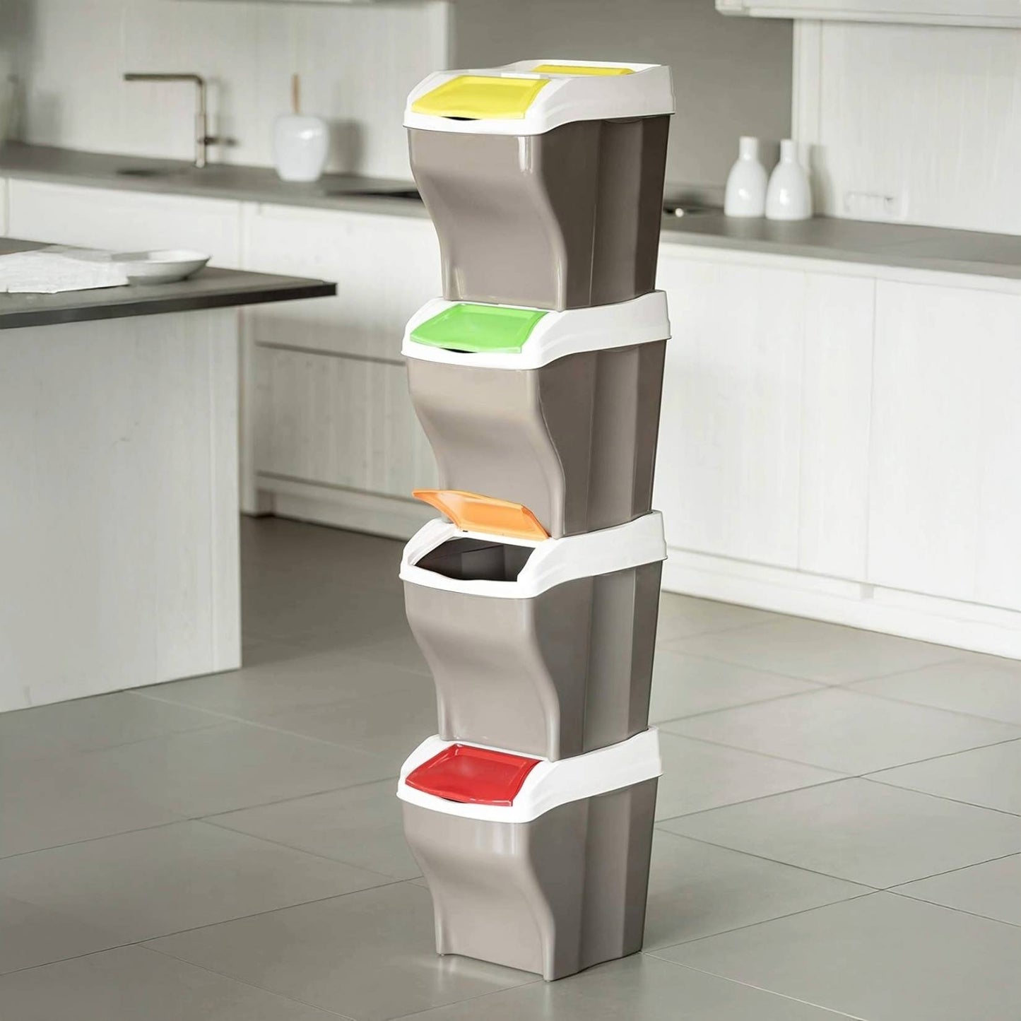 Bama – Poker Plus Abfalltrennbehälter – 4er Set x 27 Liter 