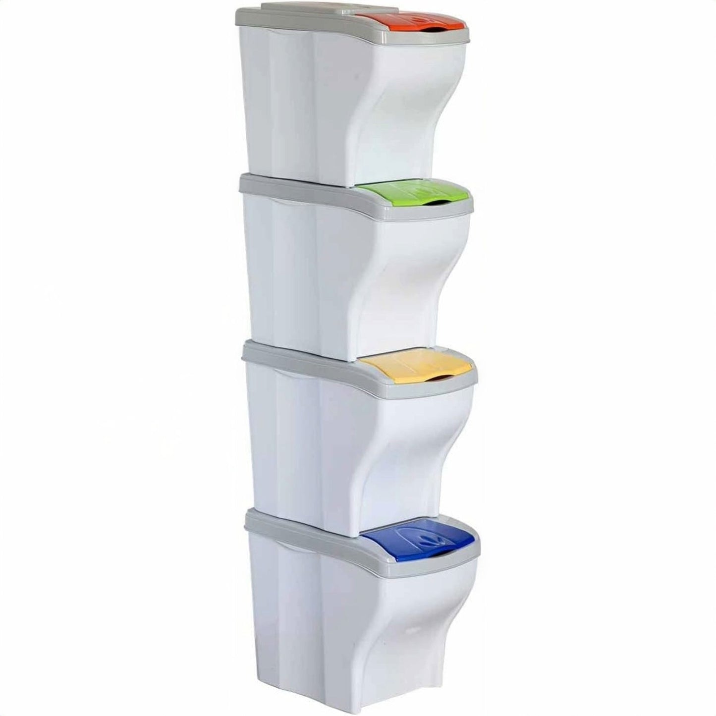 Bama – Poker Bin – 4 Mülltrennbehälter – Mehrfarbig – Maße: 28x40x31h – Fassungsvermögen: 80 Liter 