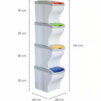 Bama – Poker Bin – 4 Mülltrennbehälter – Mehrfarbig – Maße: 28x40x31h – Fassungsvermögen: 80 Liter 