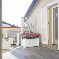 Bama – Pflanzkübel mit Rückwand – Weiß – Maße: 80 x 42,5 x 150 cm 