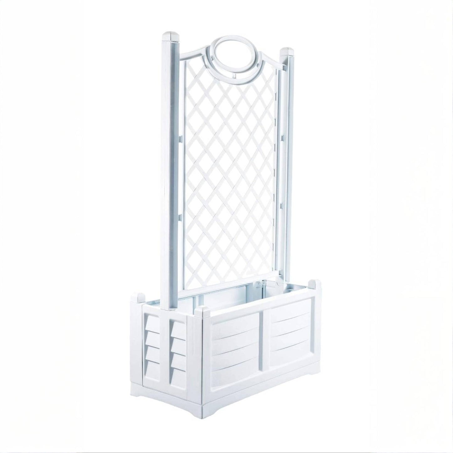 Bama – Pflanzkübel mit Rückwand – Weiß – Maße: 80 x 42,5 x 150 cm 