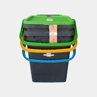 3er-Set Ecoplast EcoPlus 35L Abfalltrennbehälter – Mehrfarbige umweltfreundliche Behälter mit Deckel, 43 x 36 x H 43,5 cm