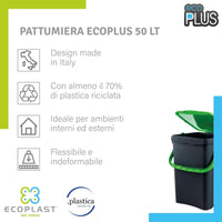 Ecoplast Blauer 50-Liter-Mülleimer – Mülleimer aus recyceltem Kunststoff, 43 x 41 x 54,4 cm, robust und Made in Italy