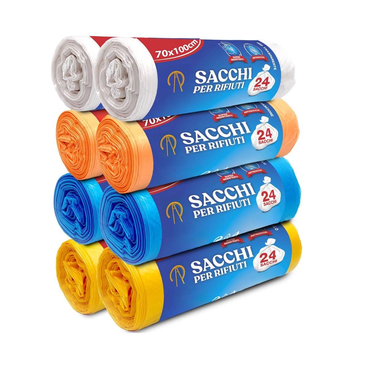 Rocard® 110L Müllsäcke – 100 stabile Säcke mit Griffen, 10 Rollen, für den Innen- und Außenbereich