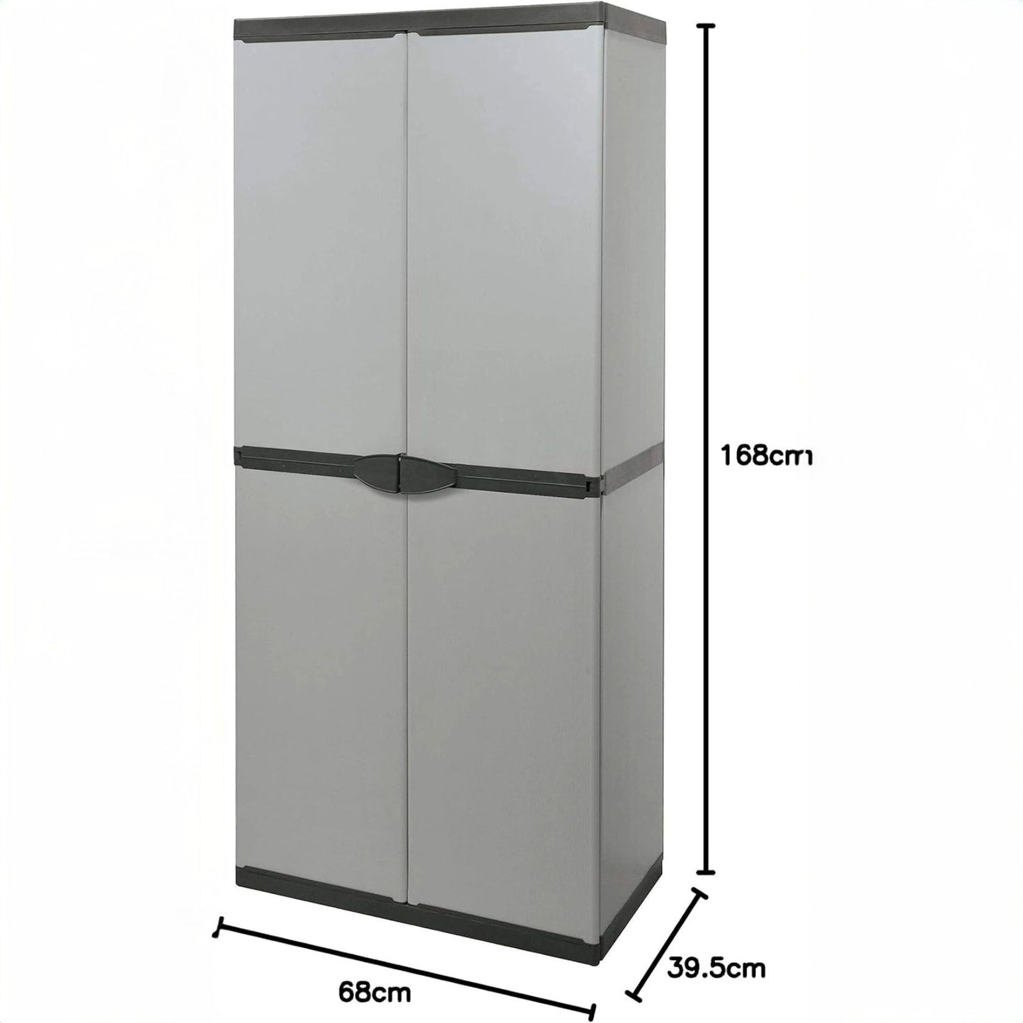 Mongardi – Besenschrank aus Kunstharz mit 2 Türen und verstellbaren Regalen (innen/außen) – 68 x 40 x 165 