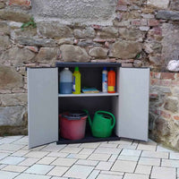 Mongardi – Niedriger Kleiderschrank aus Harz mit Regalen und 2 Türen (innen/außen) – 68 x 40 x 85 