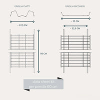 56 cm Abtropfgestell aus Chromstahl mit Abtropfschale – Für 60 cm Hängeschränke – Hergestellt in Italien, langlebig und platzsparend