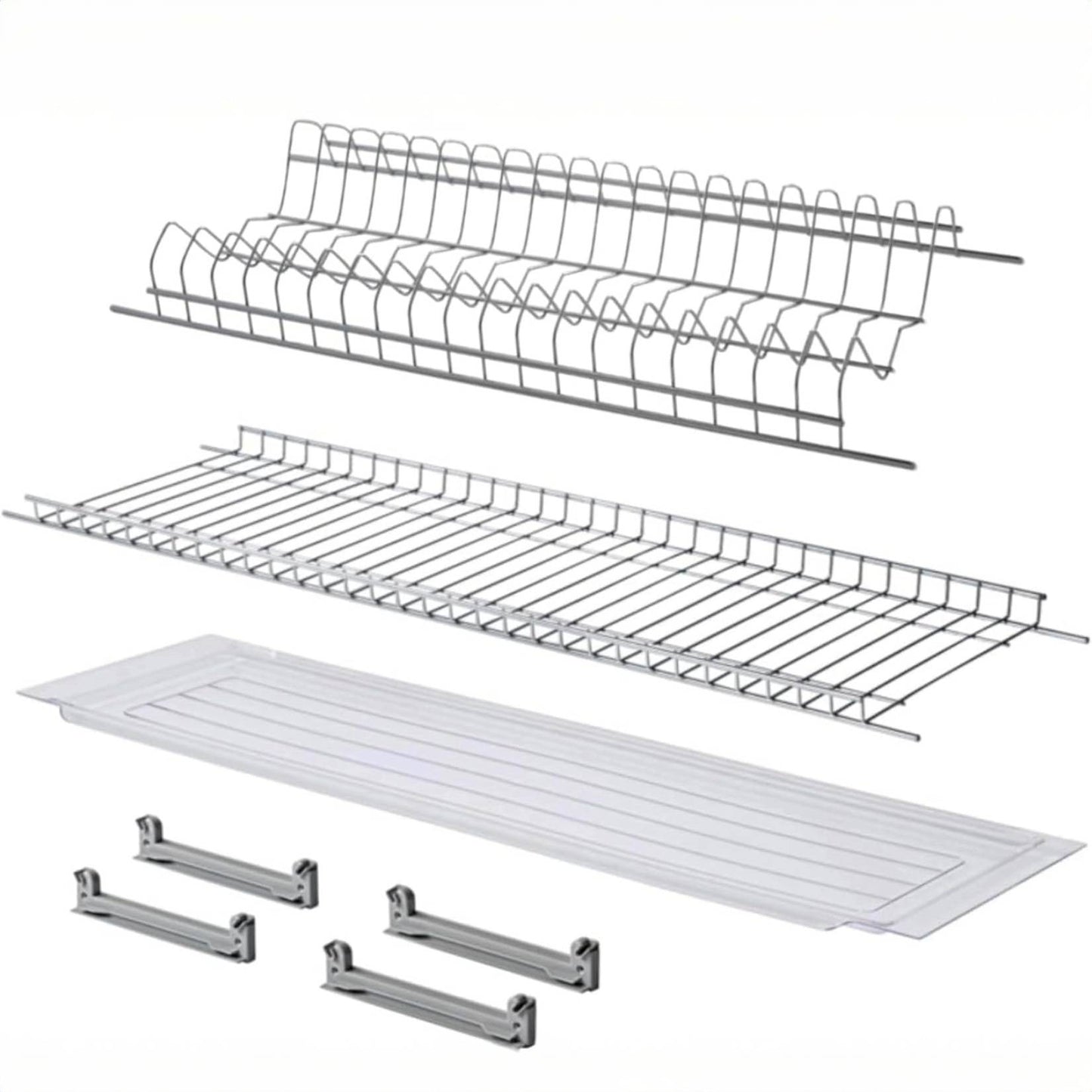 Abtropfgestell aus verchromtem Stahl, 76 cm, mit Abtropfschale – für 80 cm hohe Hängeschränke – robust und Made in Italy