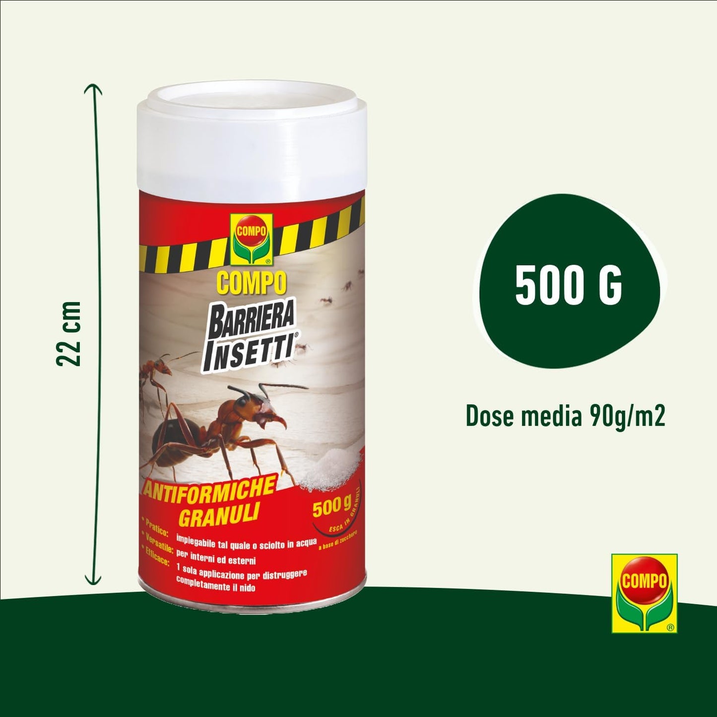 COMPO Ameisenabwehr Barriere Granulat – Wirksamer Köder für Ameisen im Innen- und Außenbereich, 500 g