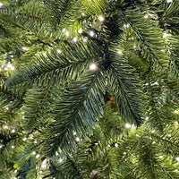 Albero di Natale 210 cm Modello Samu con Luci LED Calde e Base in Legno – 731 Rami Realistici in PE+PVC, Ø111 cm, Montaggio Ombrello e Giochi di Luce