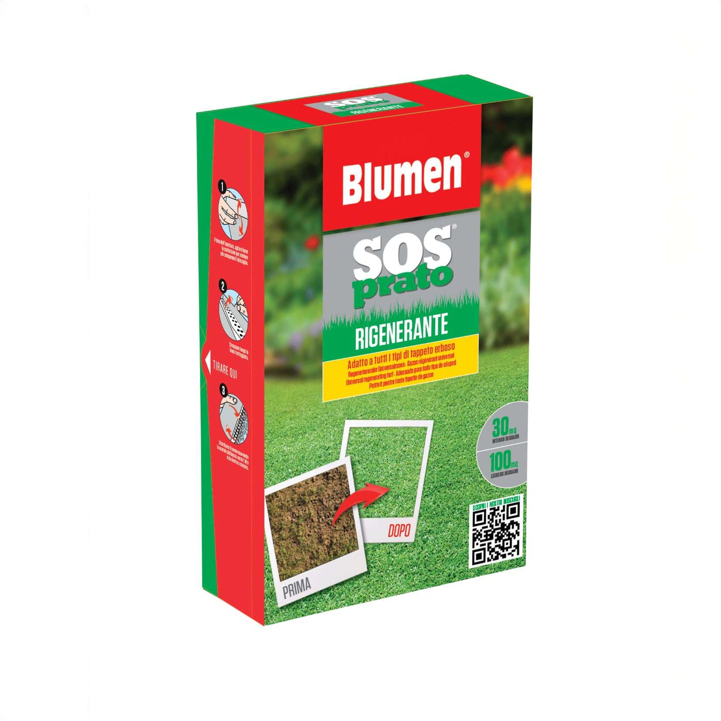 Blumen SOS Regenerierender Rasen – Saatgutmischung zur Rasenerneuerung mit schneller Keimung und hoher Resistenz gegen Sonneneinstrahlung und Trittbelastung, zur Rasensanierung