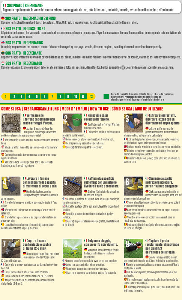 Blumen SOS Regenerierender Rasen – Saatgutmischung zur Rasenerneuerung mit schneller Keimung und hoher Resistenz gegen Sonneneinstrahlung und Trittbelastung, zur Rasensanierung