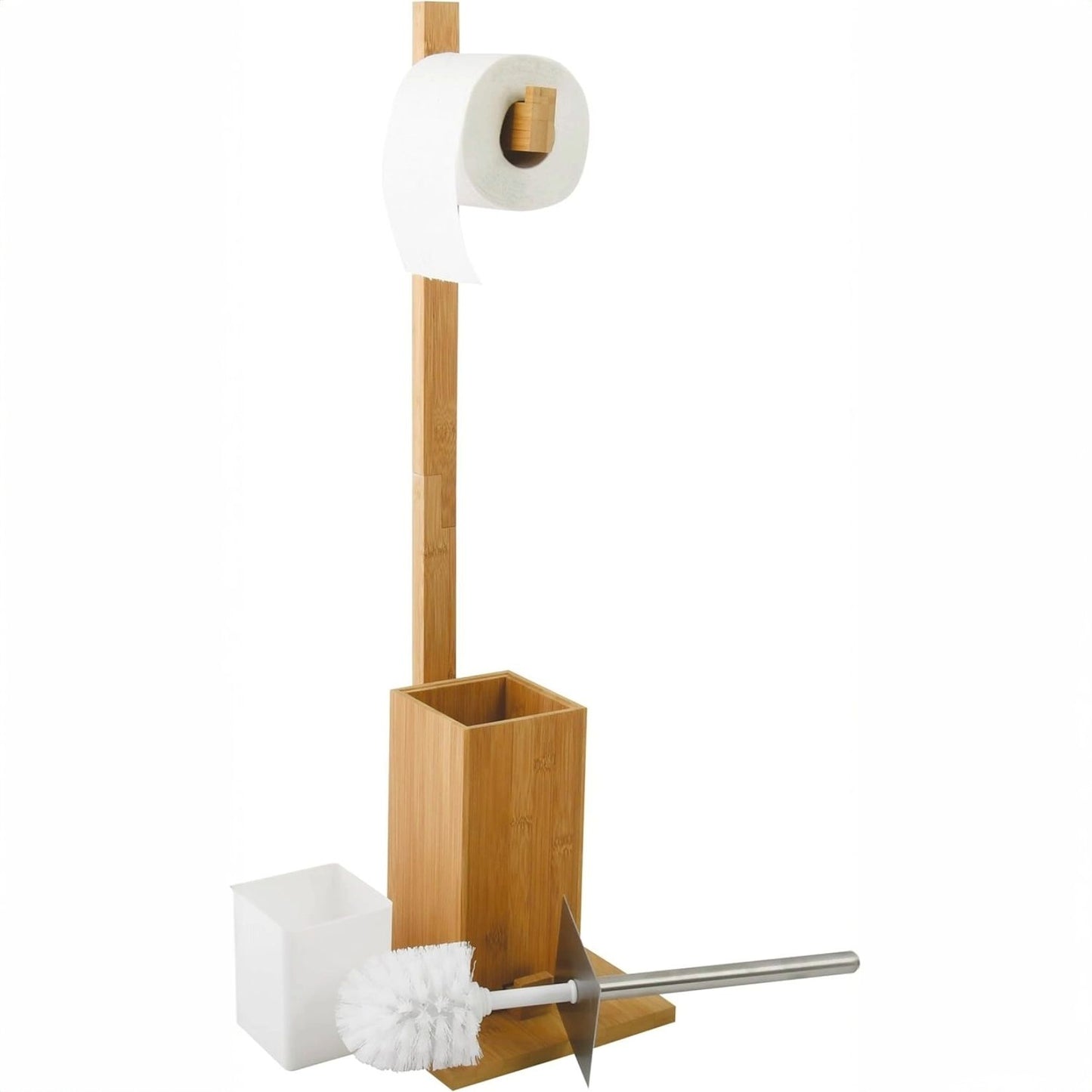 MSV – Toilettensitz aus Edelstahl mit Bürste, Toilettenpapierspender und herausnehmbarem Behälter 