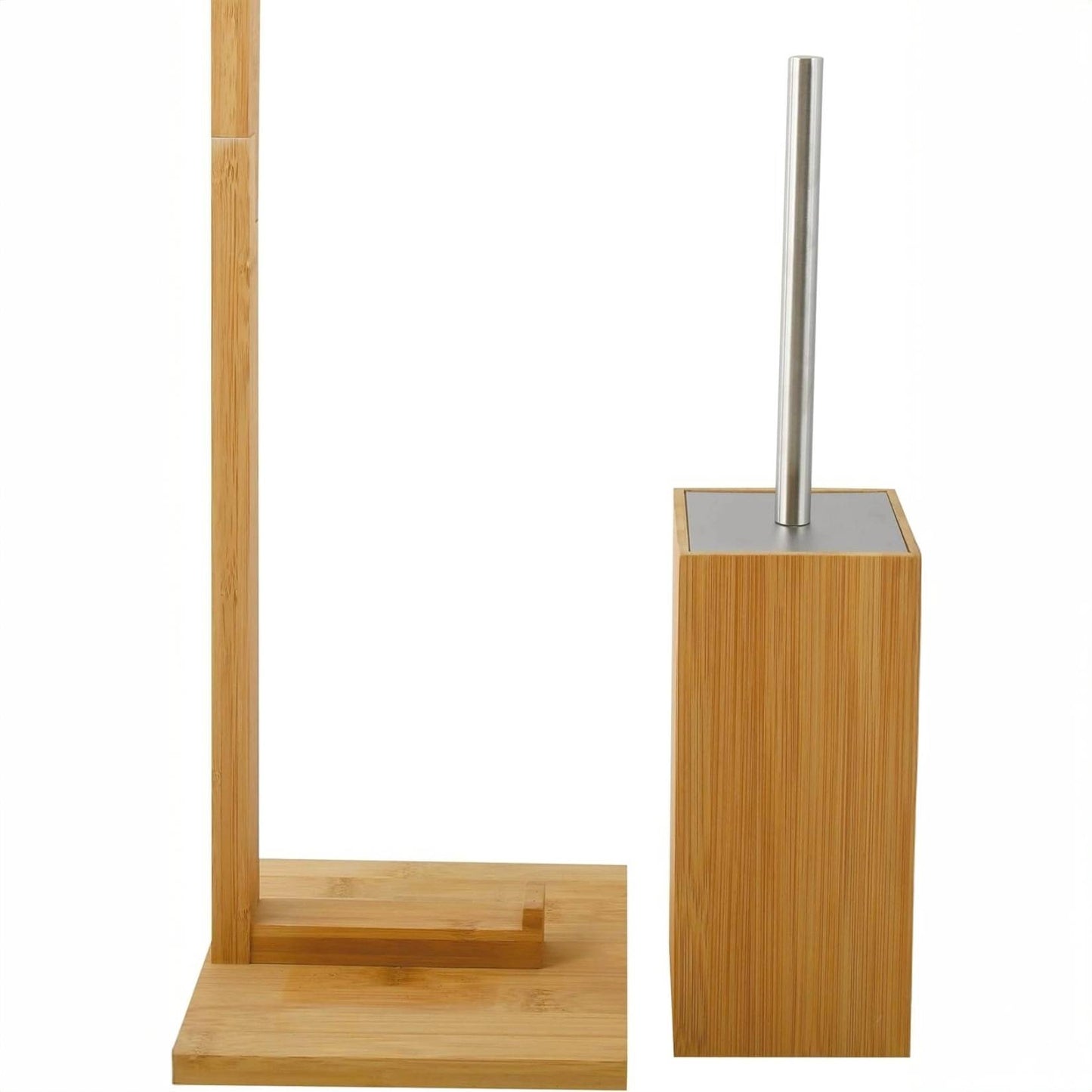 MSV – Toilettensitz aus Edelstahl mit Bürste, Toilettenpapierspender und herausnehmbarem Behälter 