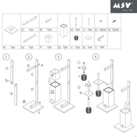 MSV – Toilettensitz aus Edelstahl mit Bürste, Toilettenpapierspender und herausnehmbarem Behälter 