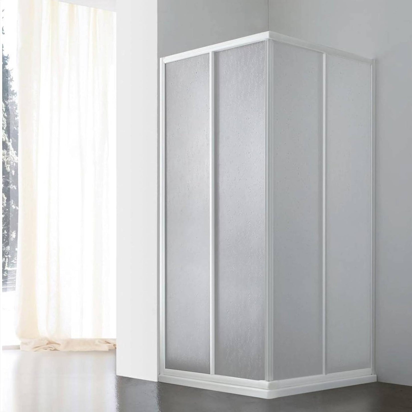 Garofalo Eckduschkabine 80×80 cm – Acrylkabine mit Schiebetüren und verstellbaren Aluminiumprofilen – Höhe: 183 cm 