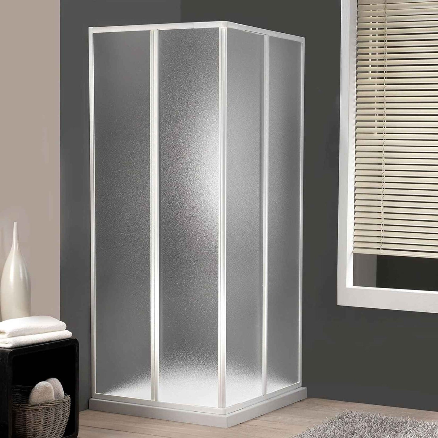 Garofalo Eckduschkabine 80×80 cm – Acrylkabine mit Schiebetüren und verstellbaren Aluminiumprofilen – Höhe: 183 cm 