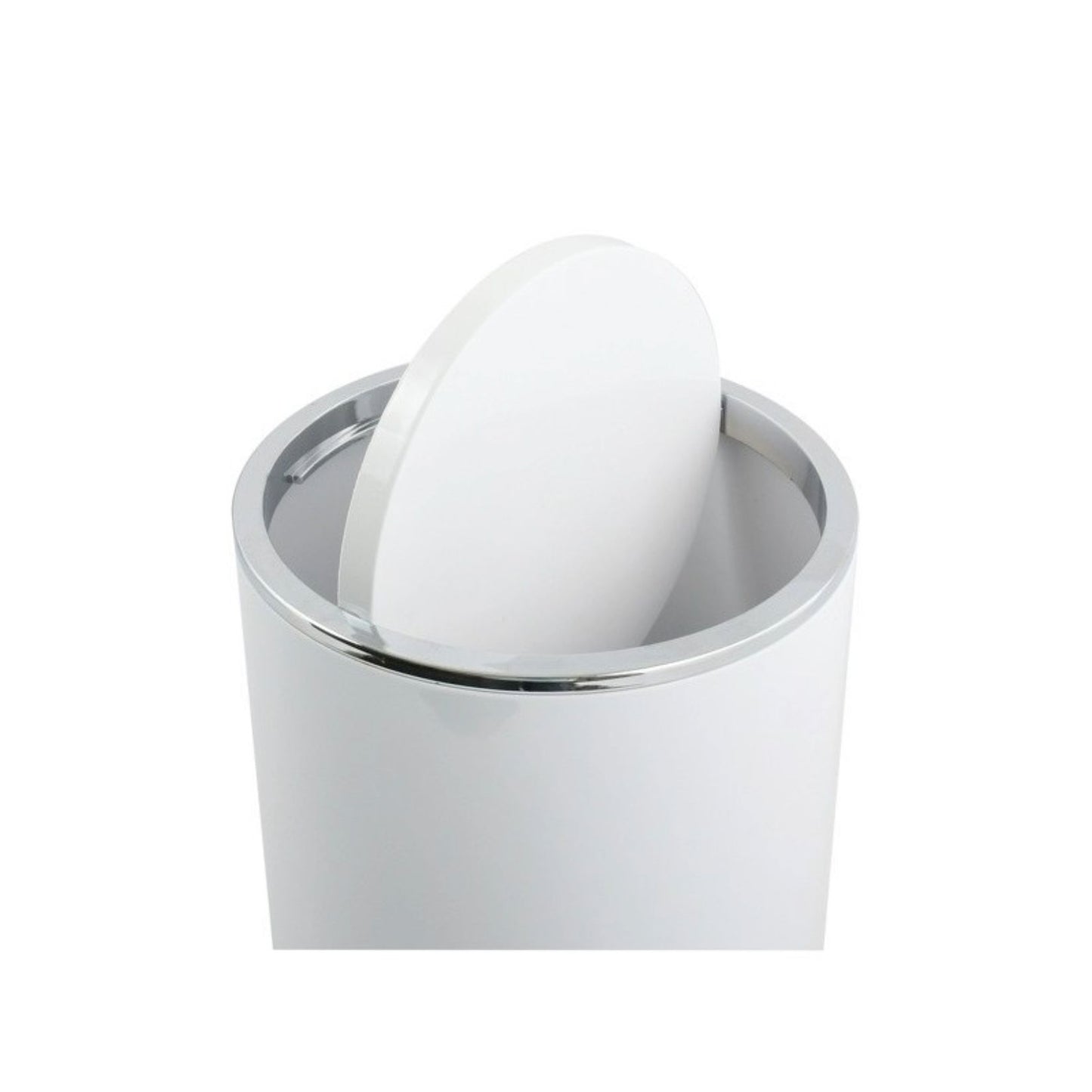 MSV – Kamaka 6L Badezimmer-Mülleimer – runder Abfalleimer mit abnehmbarem Schwingdeckel aus weißem PP, modernes Design 