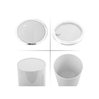 MSV – Kamaka 6L Badezimmer-Mülleimer – runder Abfalleimer mit abnehmbarem Schwingdeckel aus weißem PP, modernes Design 